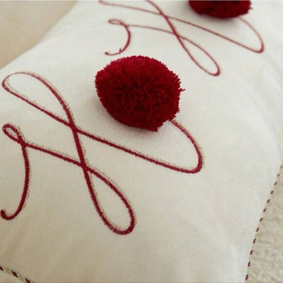 Ho Ho Ho Pom Pom Pillow Cover - Picture 2 of 9